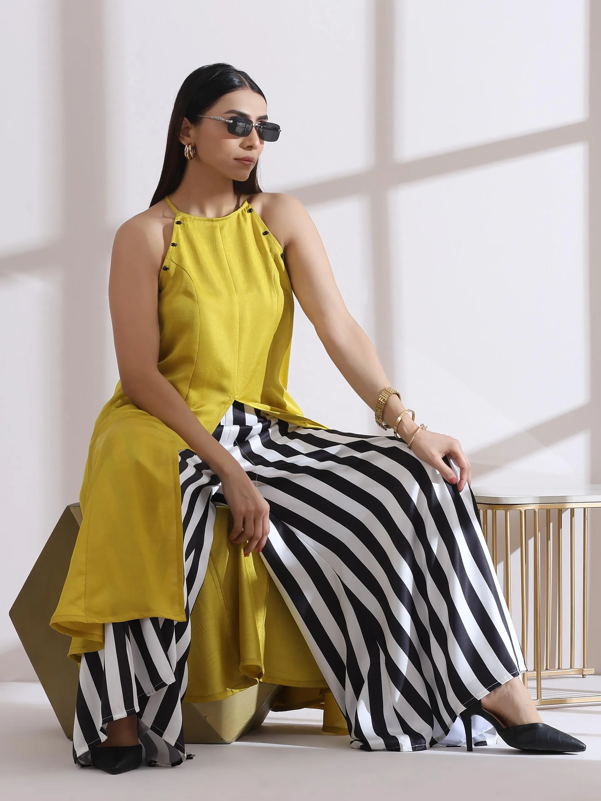 1 Pc Satin Zebra Stripe Plazzo Pant
