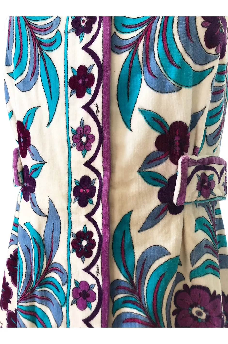 1960s Emilio Pucci Floral Printed Terry Cloth Velour Micro Mini Dress