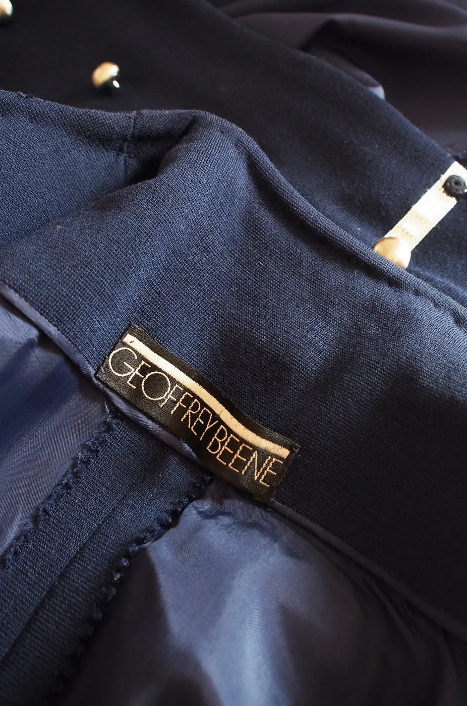 1960s Geoffrey Beene Deep Blue & Graphic Silver Trim Dress