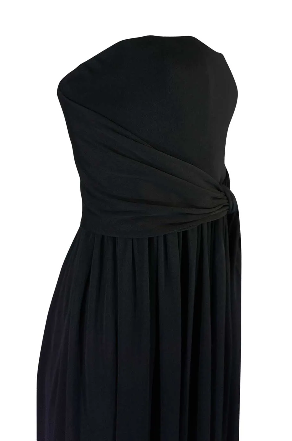 1970s Donald Brooks Black Strapless Jersey Swing Dress
