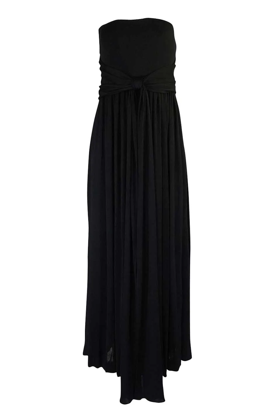 1970s Donald Brooks Black Strapless Jersey Swing Dress