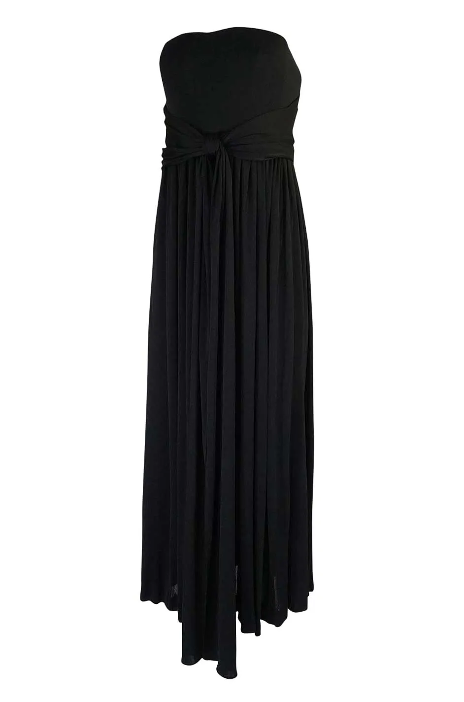 1970s Donald Brooks Black Strapless Jersey Swing Dress