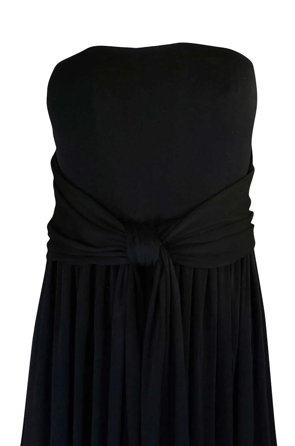1970s Donald Brooks Black Strapless Jersey Swing Dress