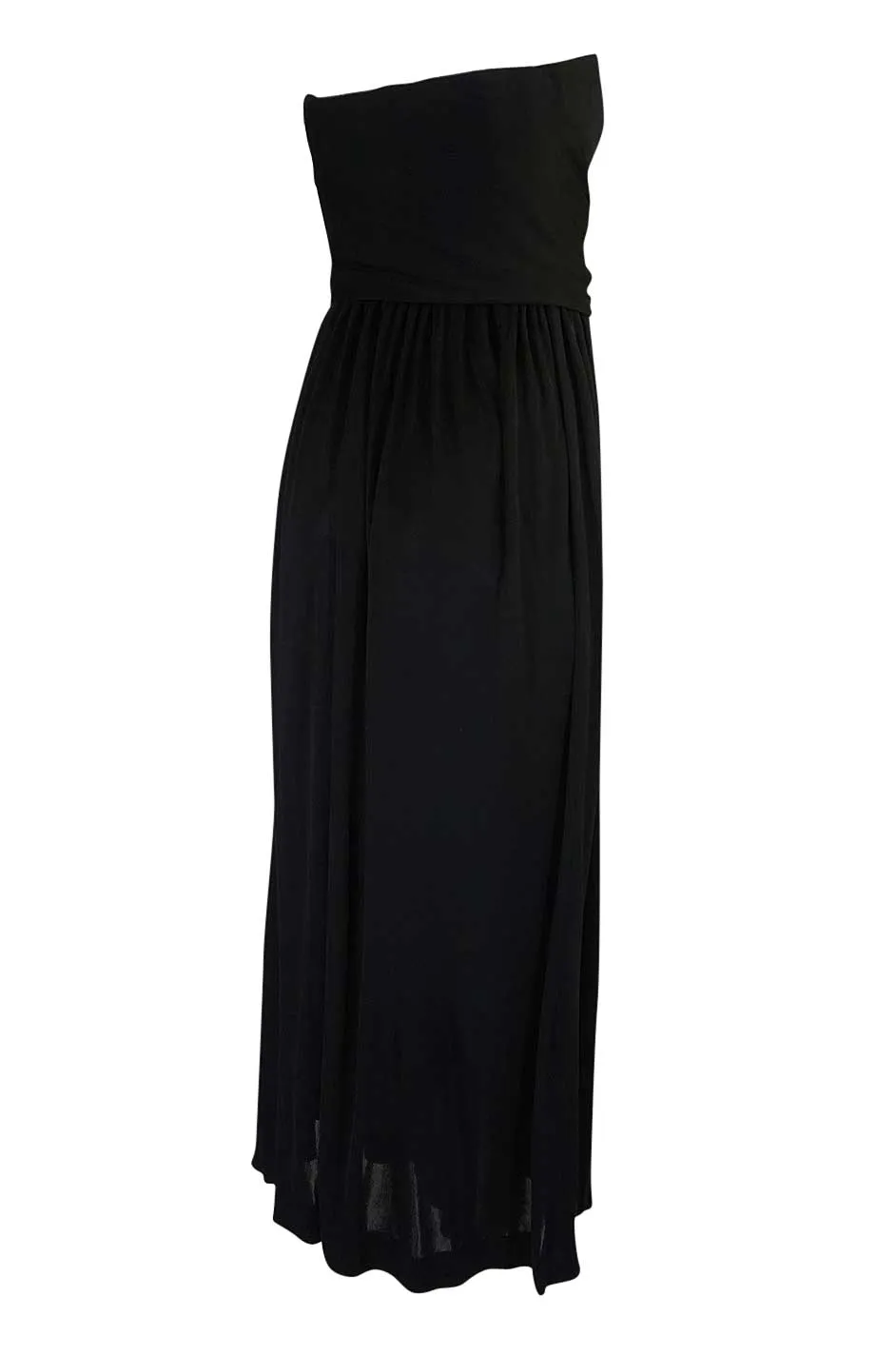 1970s Donald Brooks Black Strapless Jersey Swing Dress