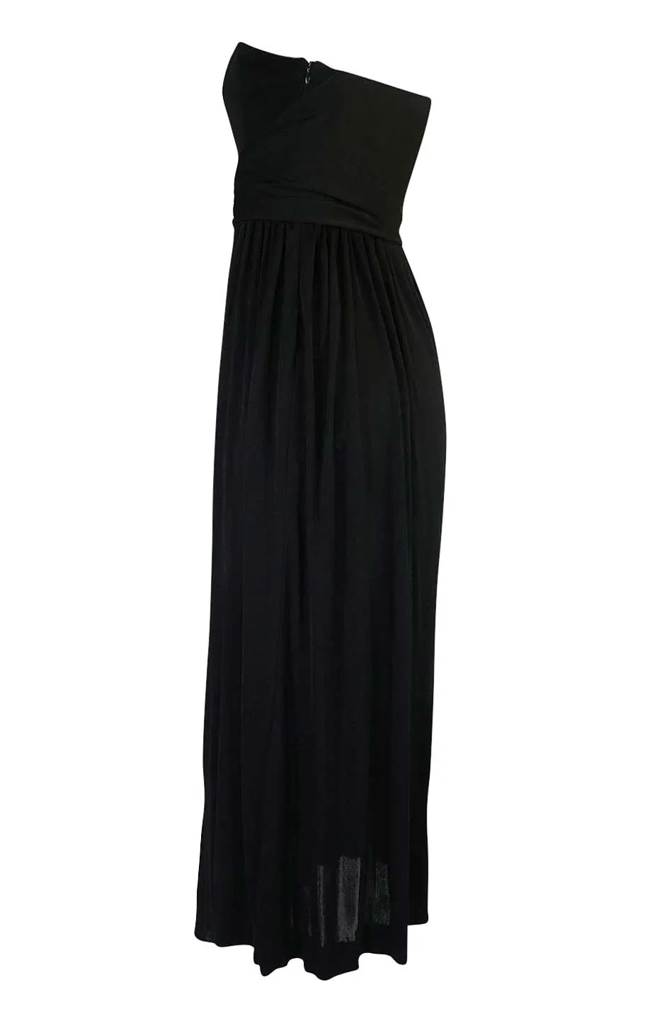 1970s Donald Brooks Black Strapless Jersey Swing Dress