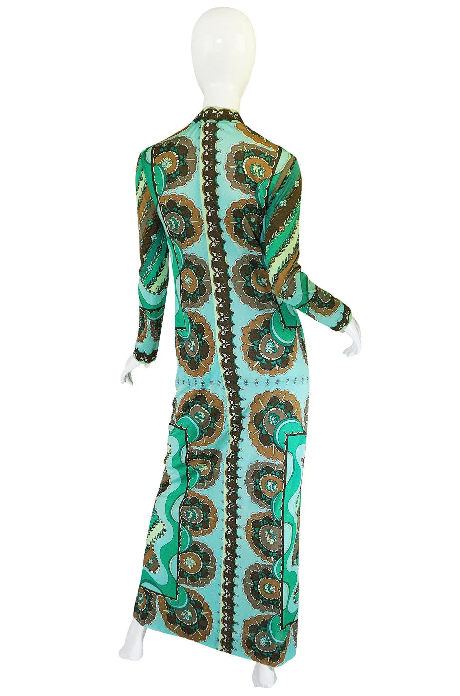 1970s Green Print Emilio Pucci Silk Jersey Dress