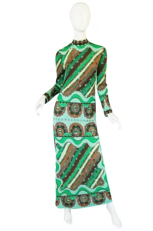 1970s Green Print Emilio Pucci Silk Jersey Dress