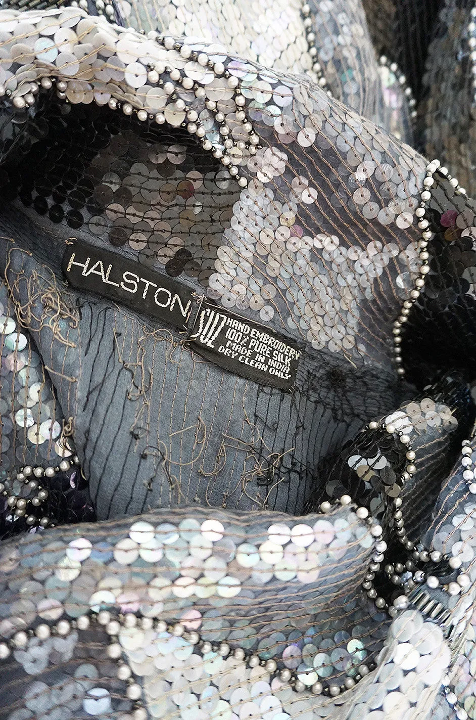 1983 Silver and Pewter Sequin Halston Tunic Dress