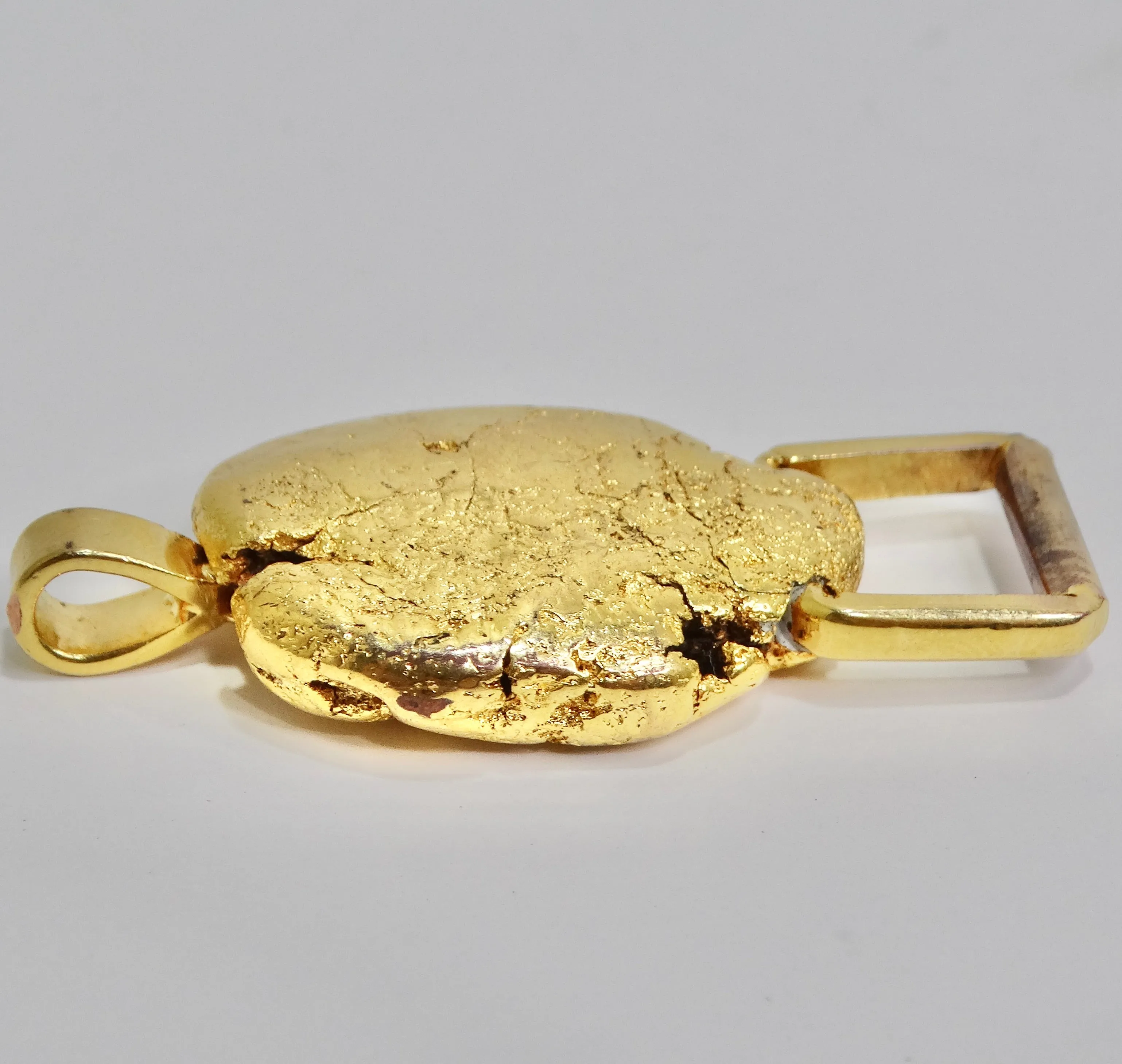 24K Gold Plated Nugget Pendent Circa 1980s