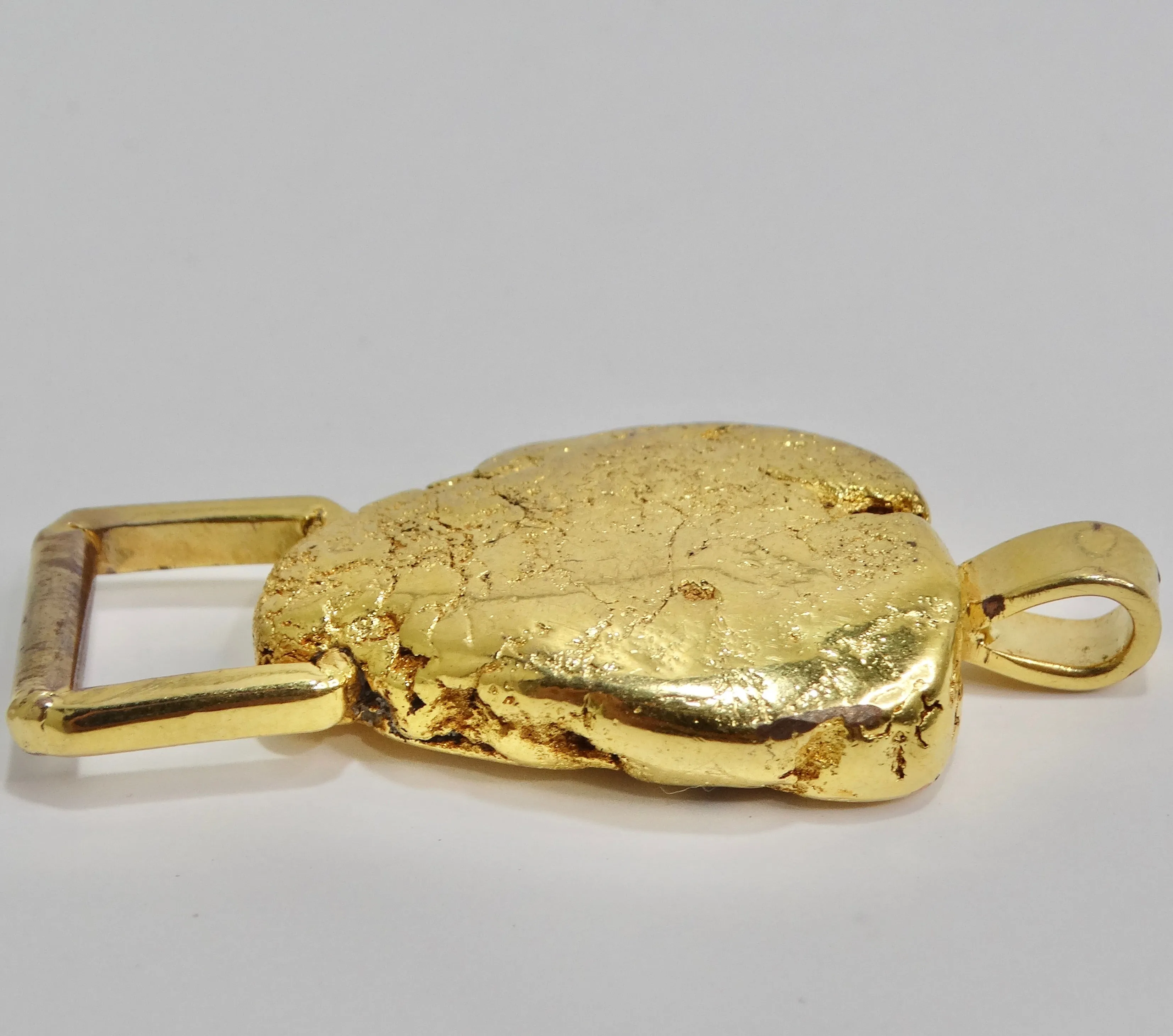 24K Gold Plated Nugget Pendent Circa 1980s