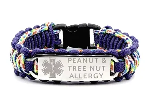 275 Paracord Allergy Bracelet for Kids & Adults – Custom Engraved Stainless Steel ID Tag