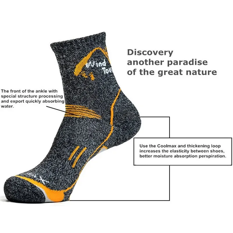 3Pairs Men's Coolmax Socks Men Outdoor Sock Hiking Quick-Drying sport socks Winter Thick Thermal for men women running trekking