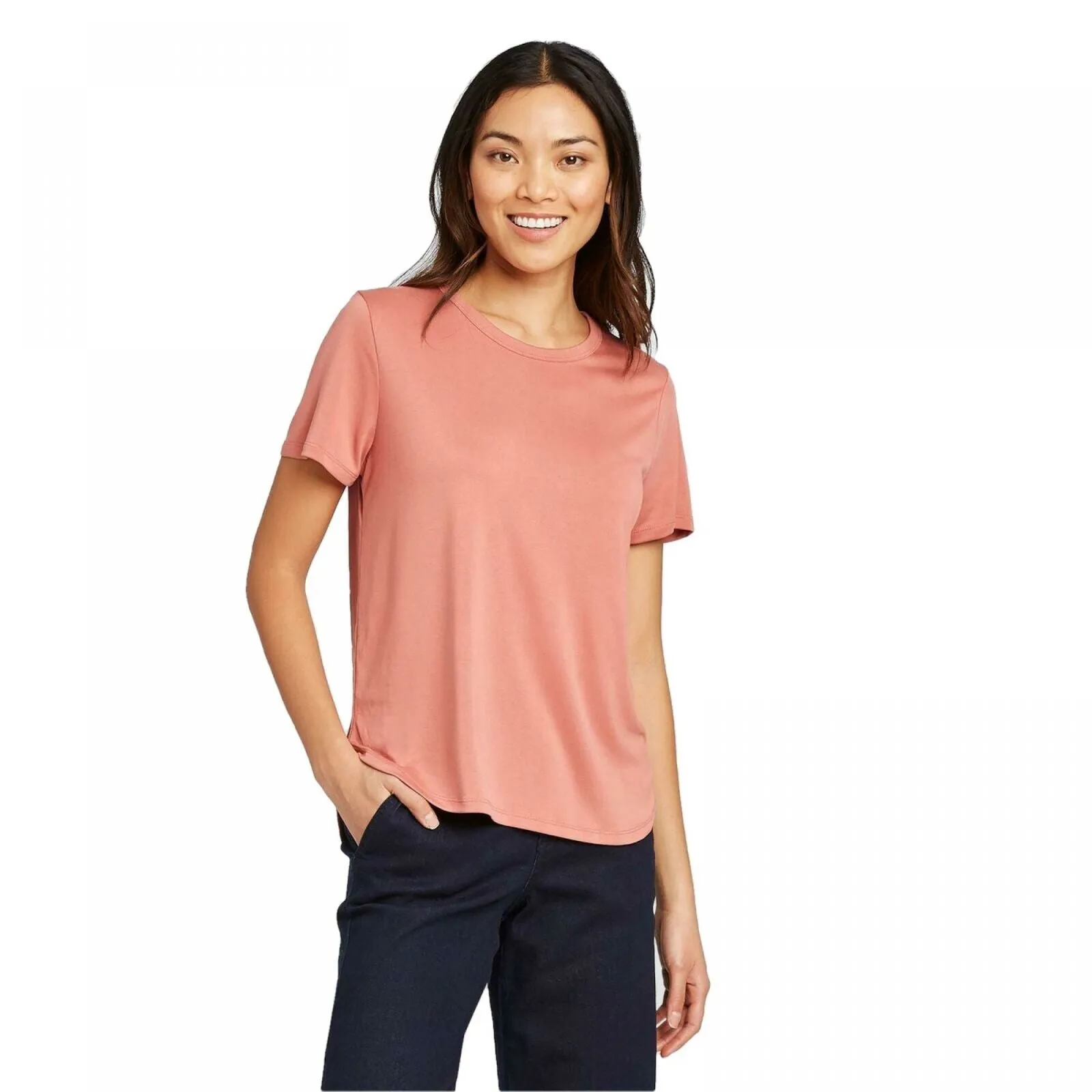 A New Day Women's Casual Fit Short Sleeve Crewneck Sandwash T-Shirt