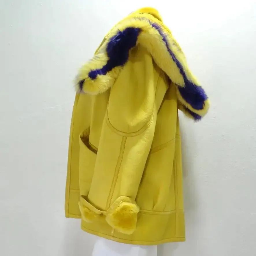 Aallard Megeve Yellow Leather Fur Jacket
