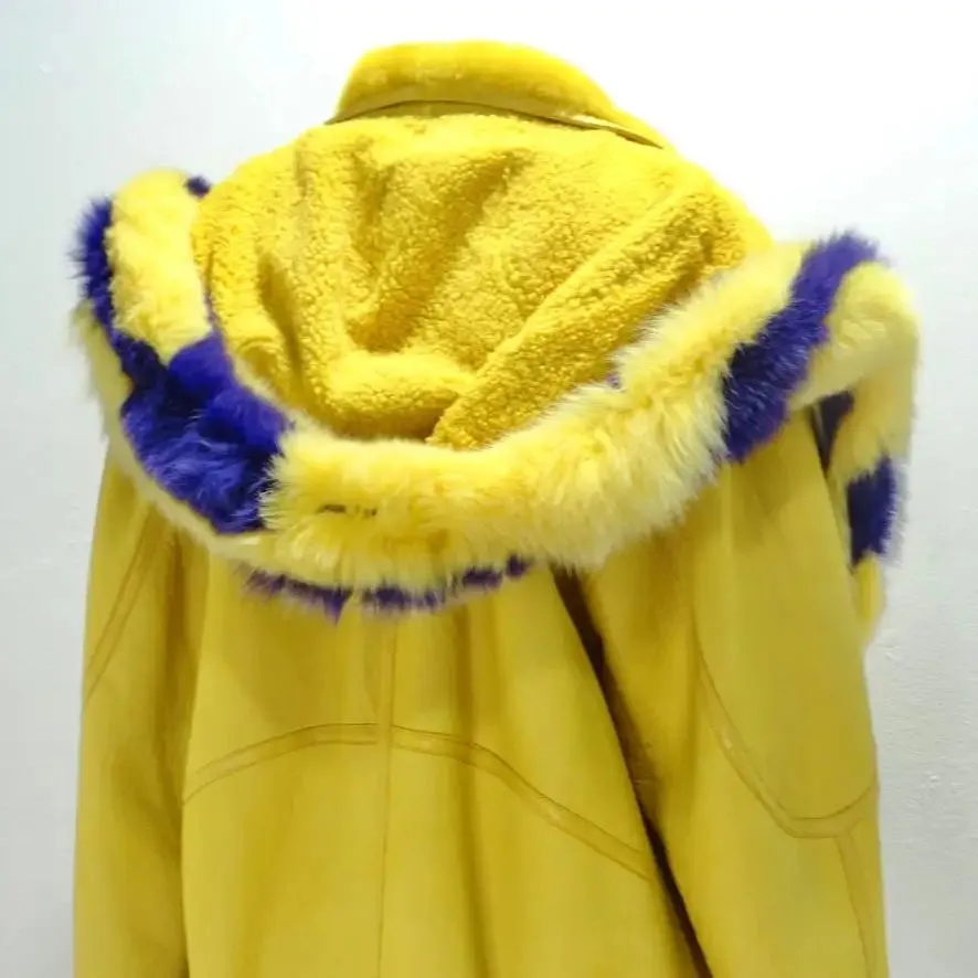 Aallard Megeve Yellow Leather Fur Jacket