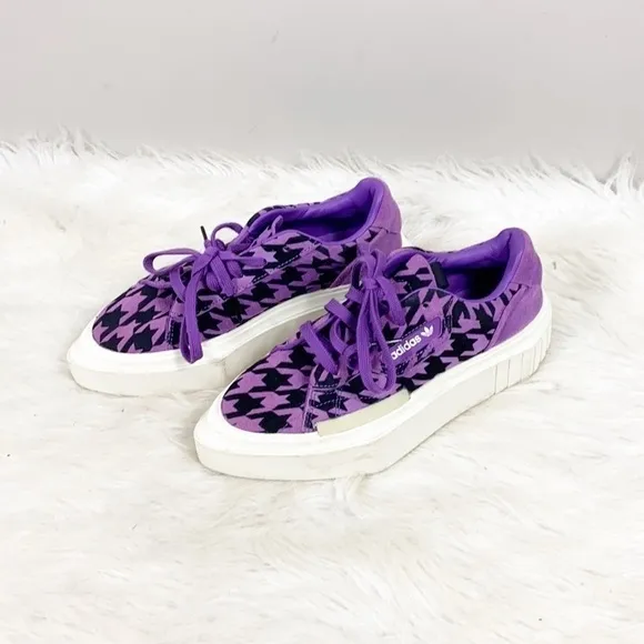 Adidas Hypersleek Purple Houndstooth Platform Flatform Sneaker Size 5.5