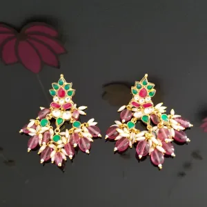 Ahemdabadi Kundan Rice Pearls Earrings With Hard Gold Plating 22117