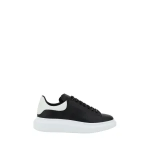 Alexander McQueen Men Black White Sneakers Leather Wedge Athletic Trainer Shoes