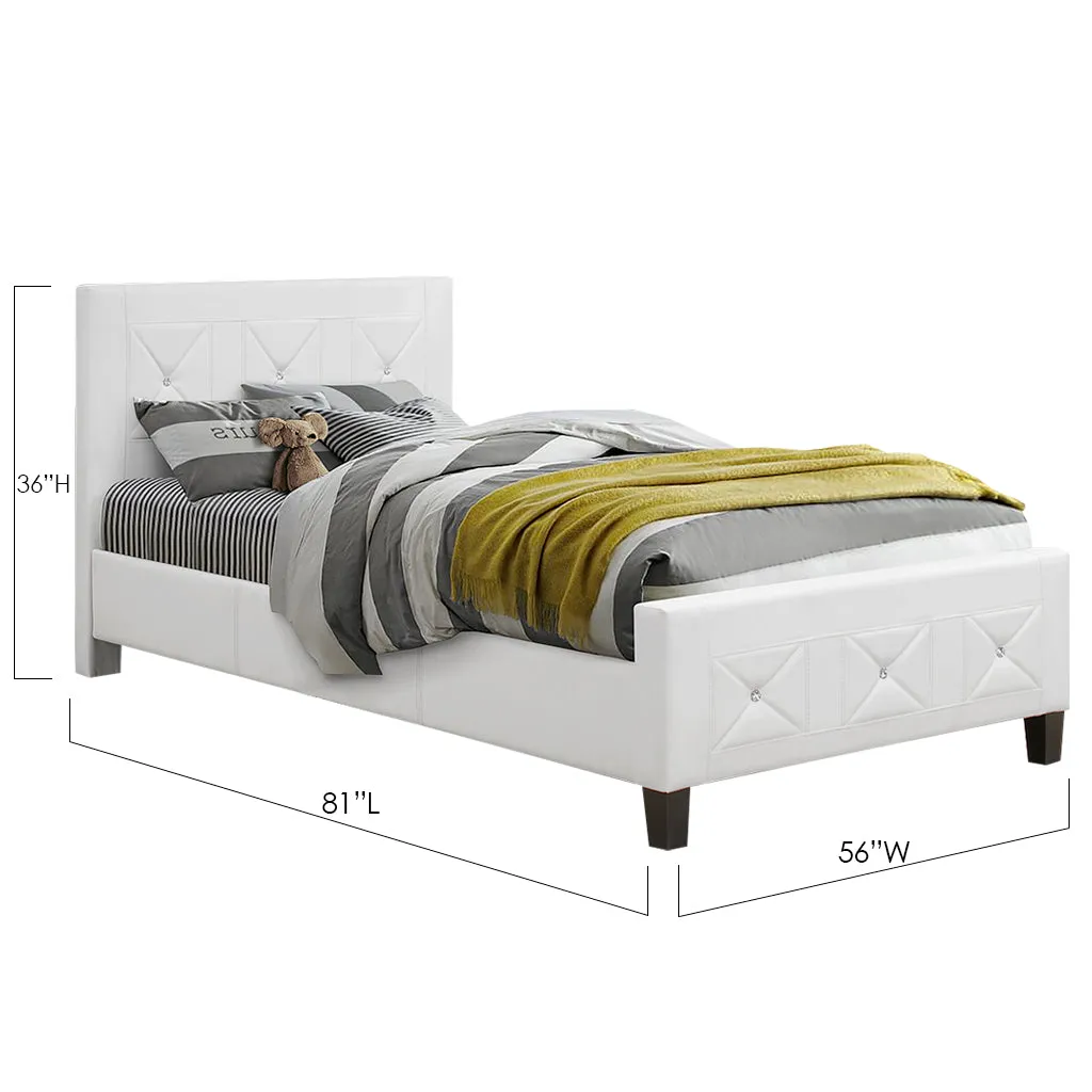 Bebelelo White Queen Bed Frame with Jewels and Crystal Button for Hoom Decor
