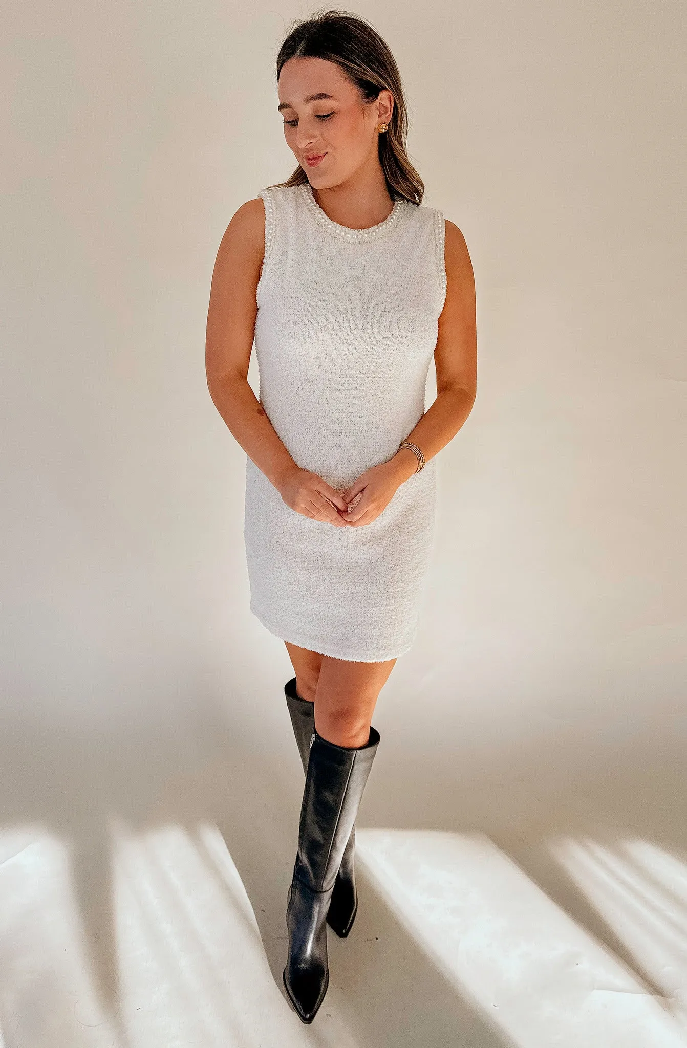 BEGIN AGAIN PEARL MINI DRESS