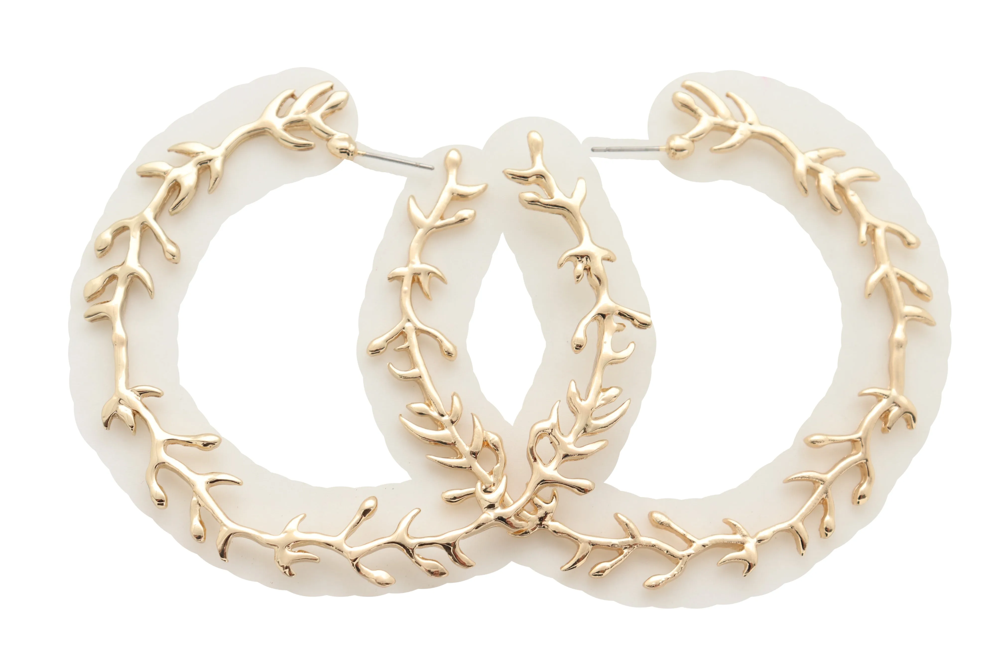 Big Hoop Earrings Fashion Metal Hook Branches Greek Style Elegant Look
