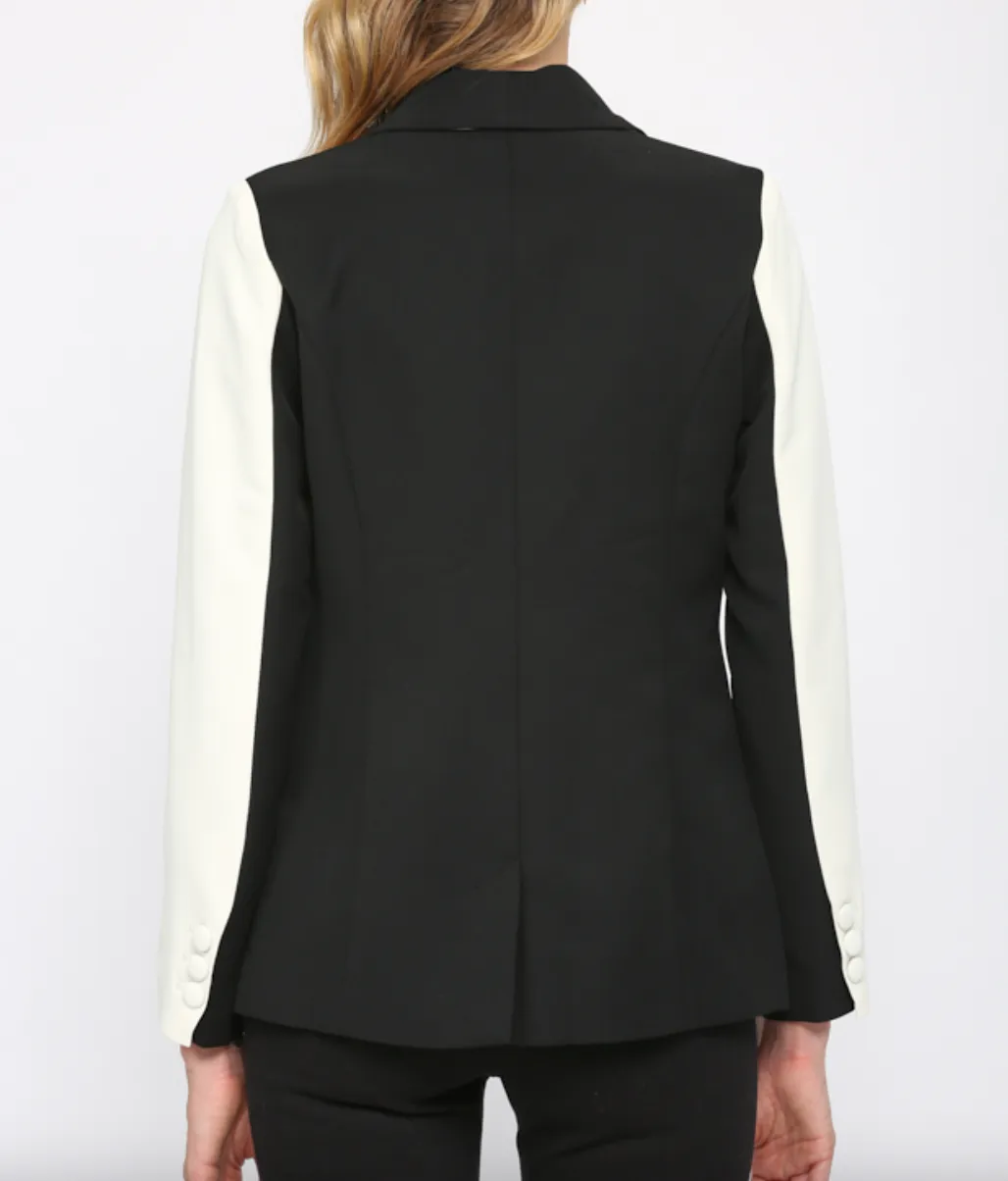 Black and Cream Color Block Jacket