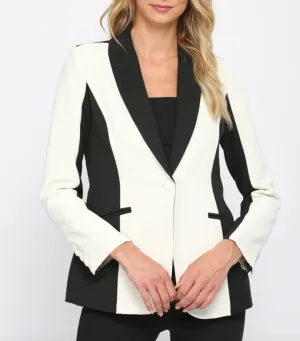 Black and Cream Color Block Jacket