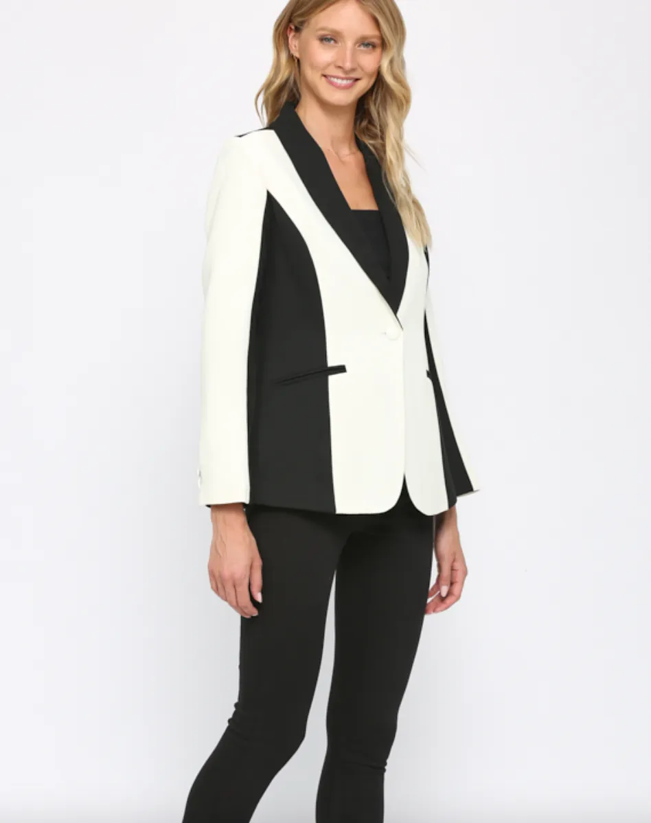 Black and Cream Color Block Jacket
