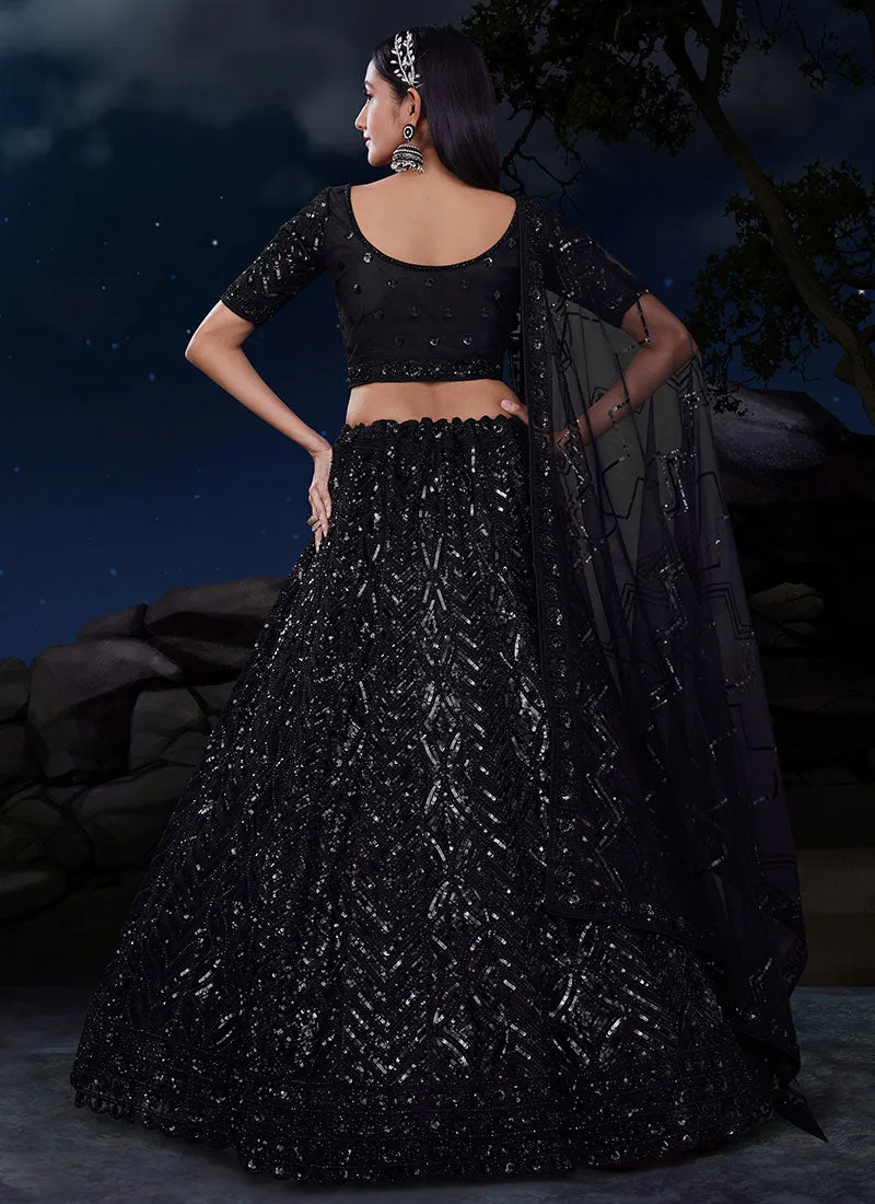 Black Sequence Embroidery Designer Wedding Lehenga Choli
