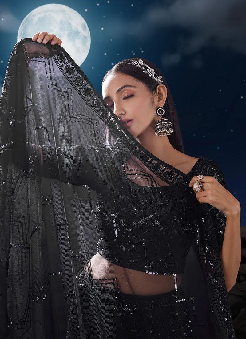Black Sequence Embroidery Designer Wedding Lehenga Choli