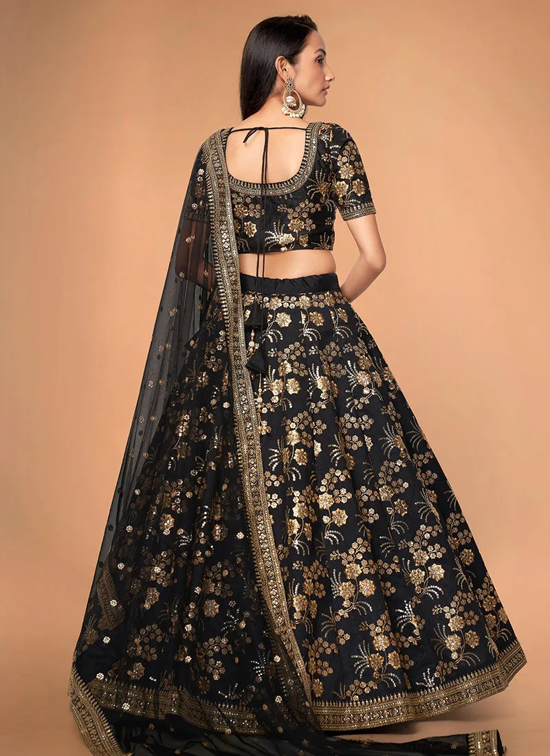 Black Sequence Embroidery Festive Lehenga Choli