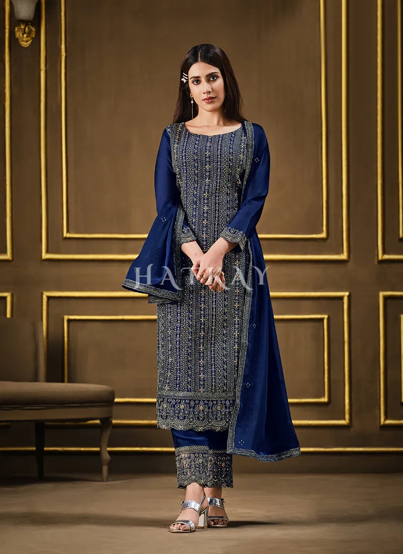 Blue Sequence Embroidered Pakistani Style Salwar Suit