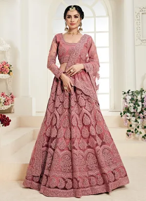 Blush Pink Pearl Embroidered Wedding Lehenga Choli