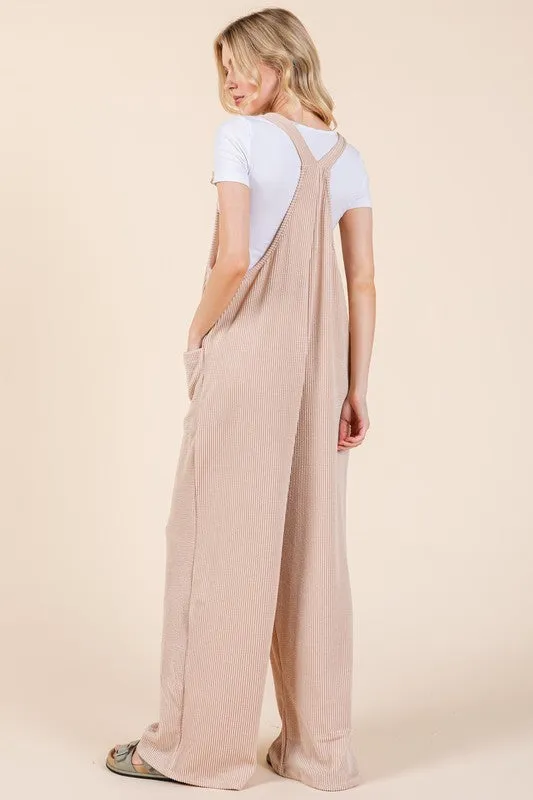 BomBom Knot It Up Wide Leg Overalls Dust Storm