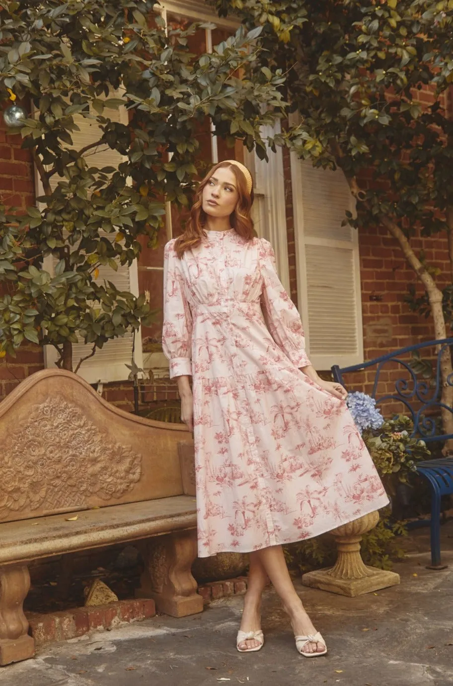 Brenda Button Up Pink Dress