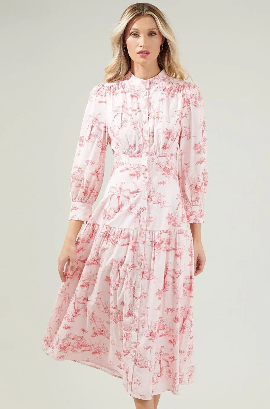 Brenda Button Up Pink Dress