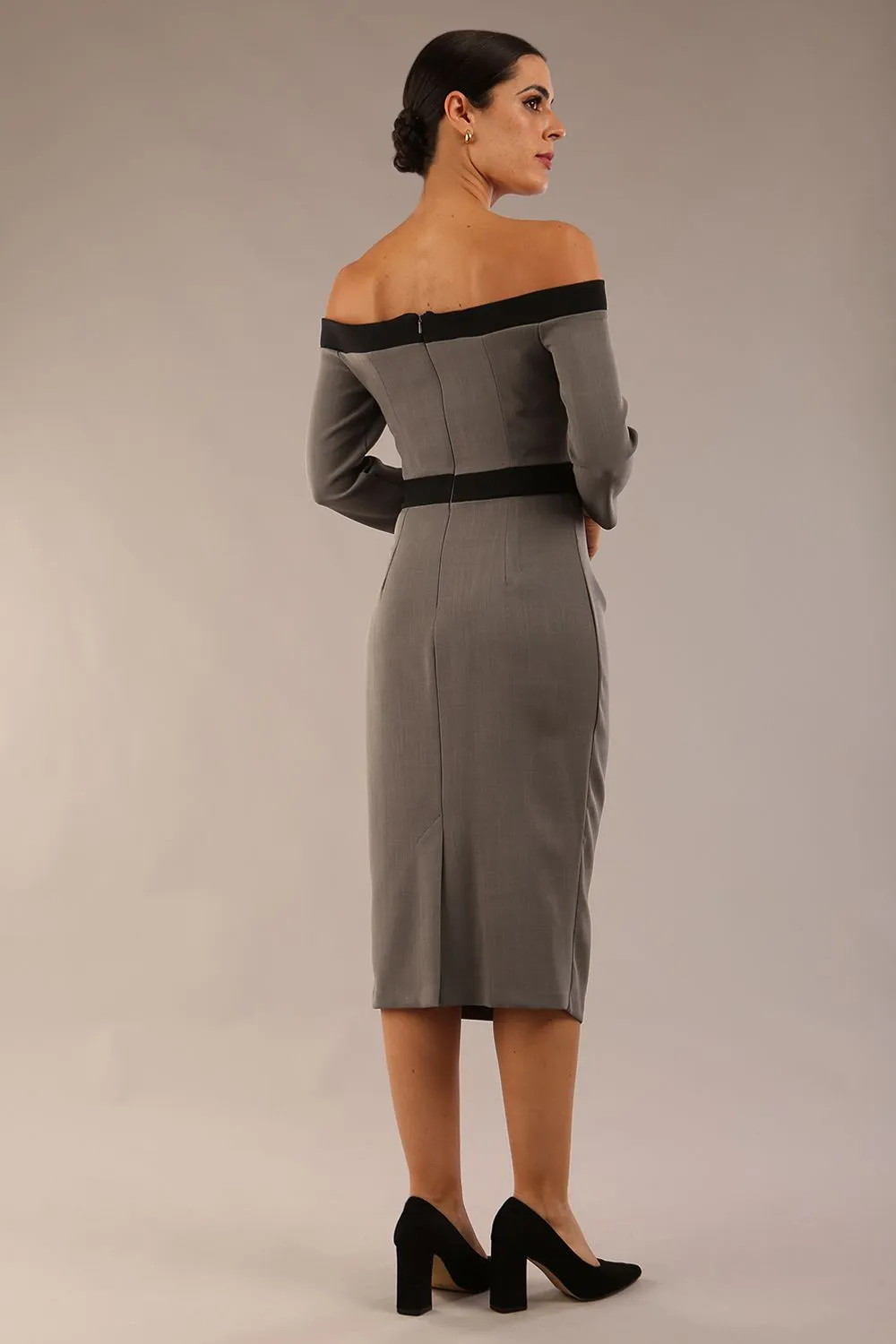 Brittany Off Shoulder Bow detail Pencil Dress