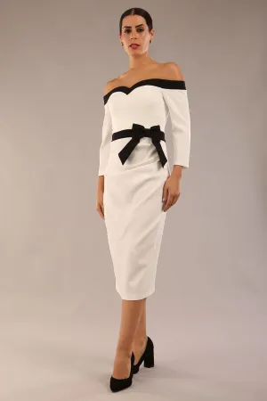 Brittany Off Shoulder Bow detail Pencil Dress