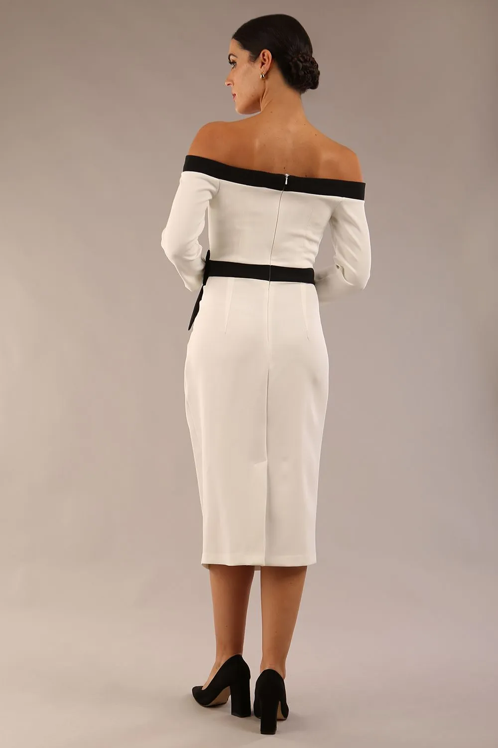 Brittany Off Shoulder Bow detail Pencil Dress