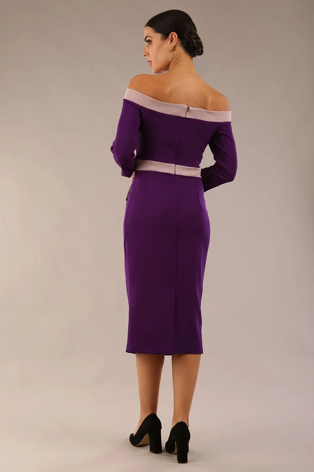 Brittany Off Shoulder Bow detail Pencil Dress