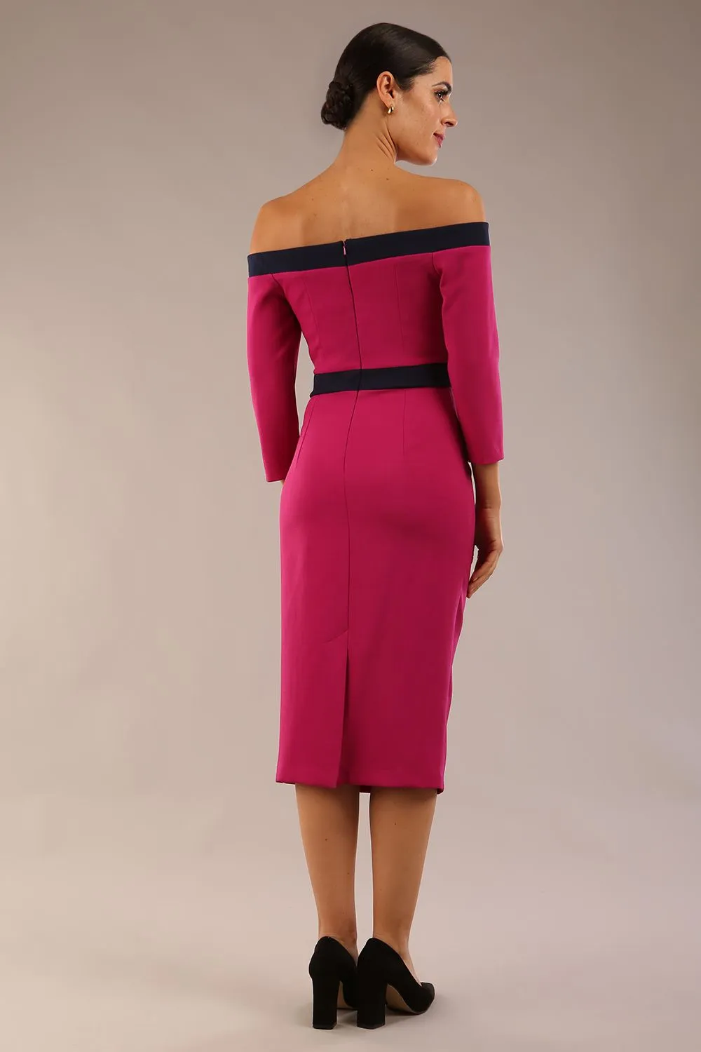 Brittany Off Shoulder Bow detail Pencil Dress