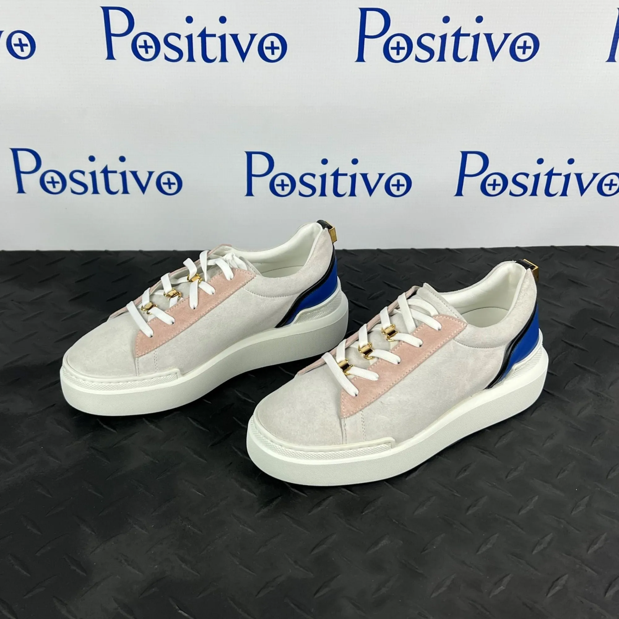 Buscemi Womens Ninna White Trio Leather Sneakers SAMPLE