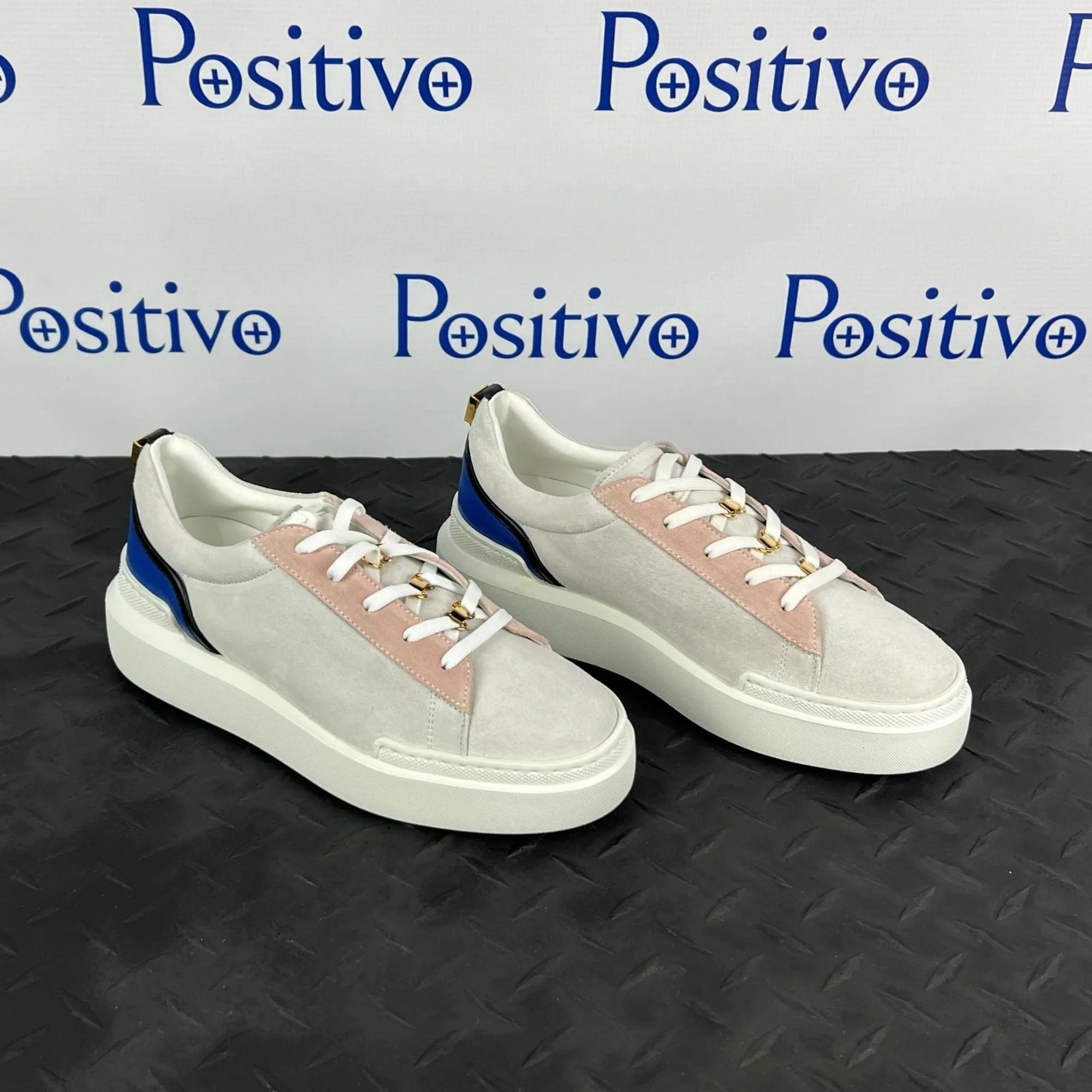 Buscemi Womens Ninna White Trio Leather Sneakers SAMPLE