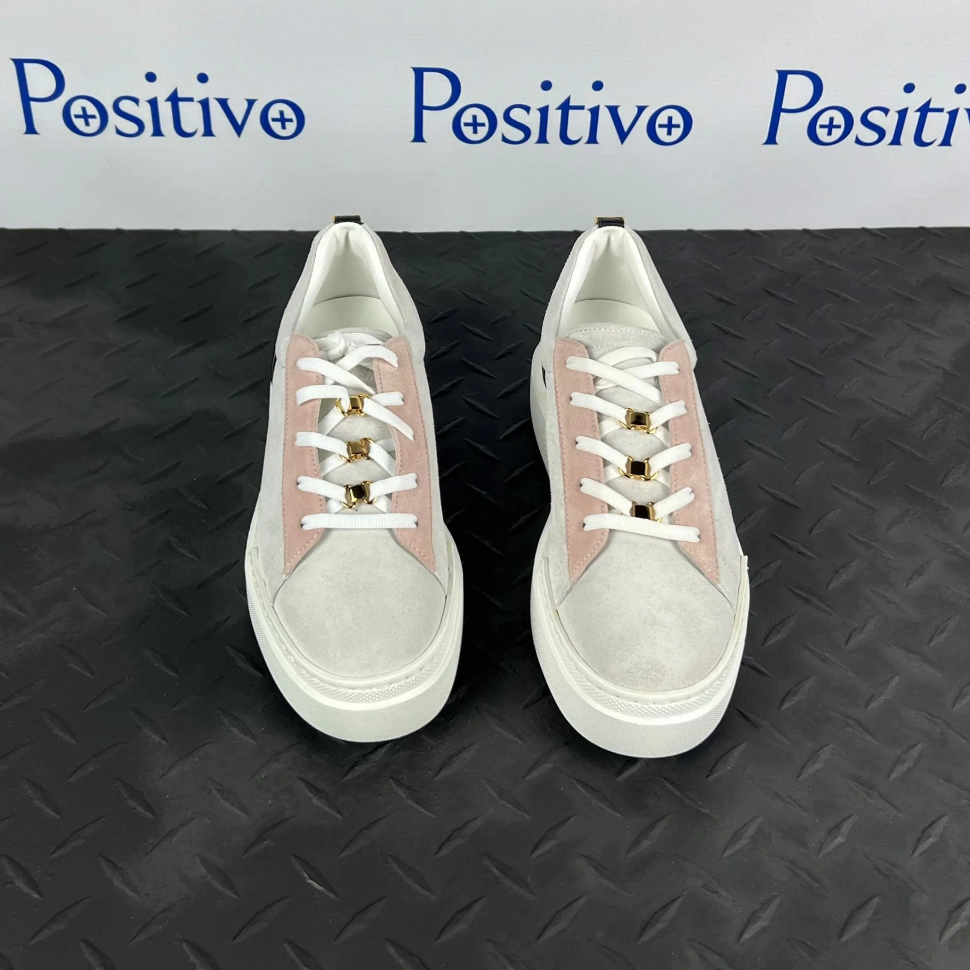Buscemi Womens Ninna White Trio Leather Sneakers SAMPLE