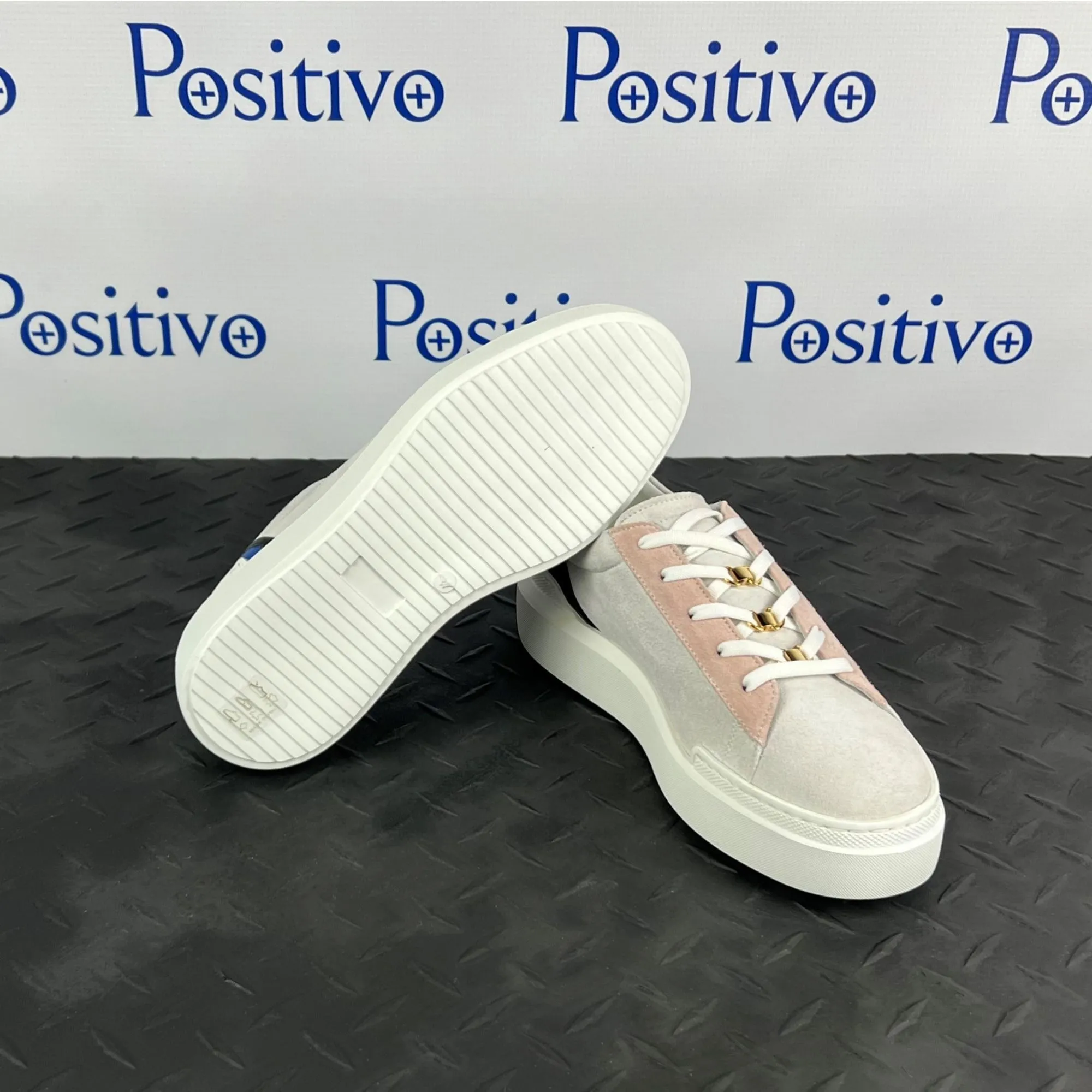 Buscemi Womens Ninna White Trio Leather Sneakers SAMPLE