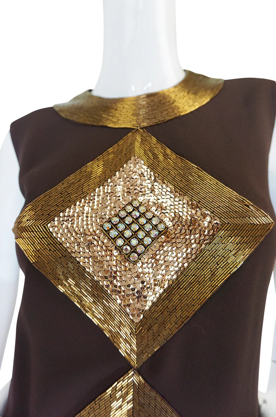 c1969 Possible Pierre Cardin Beaded Dress & Vest Set