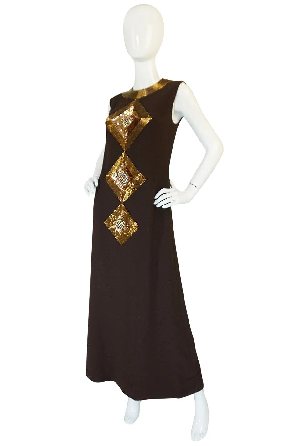 c1969 Possible Pierre Cardin Beaded Dress & Vest Set