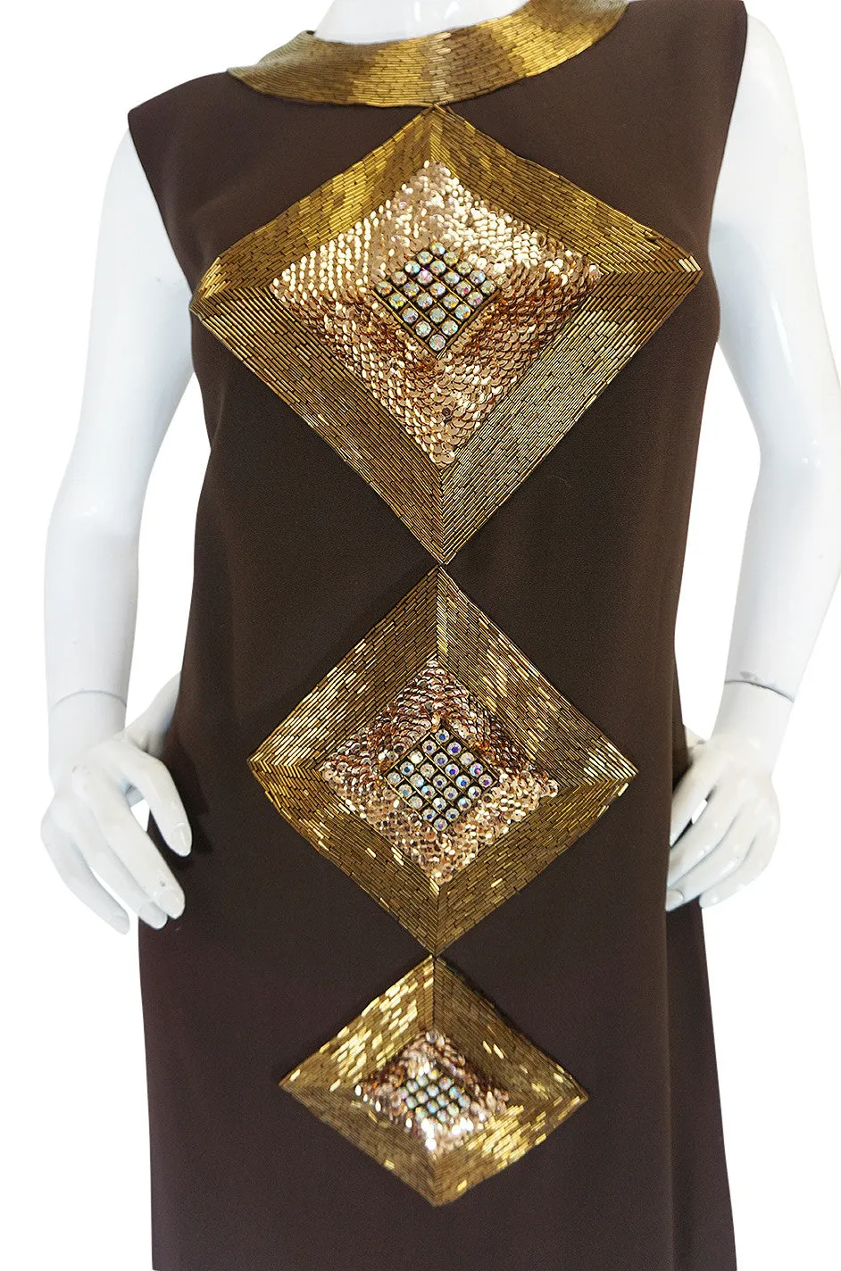 c1969 Possible Pierre Cardin Beaded Dress & Vest Set