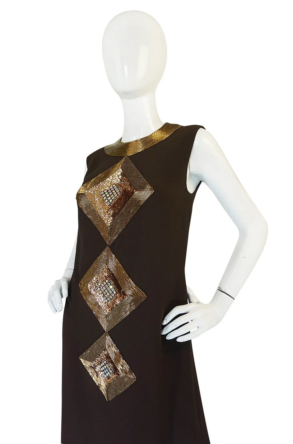 c1969 Possible Pierre Cardin Beaded Dress & Vest Set