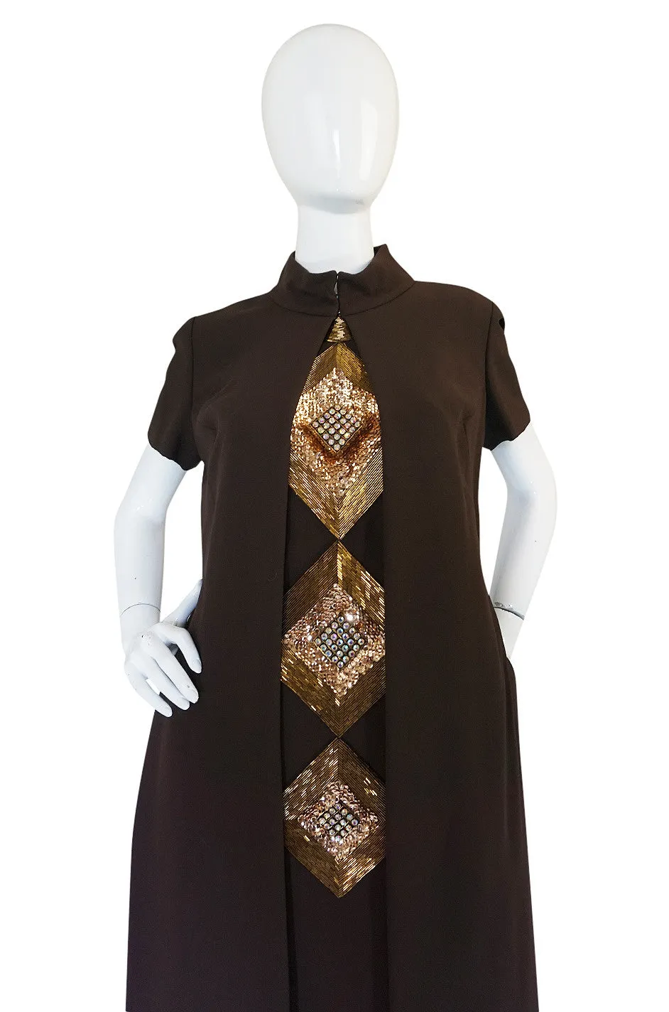 c1969 Possible Pierre Cardin Beaded Dress & Vest Set